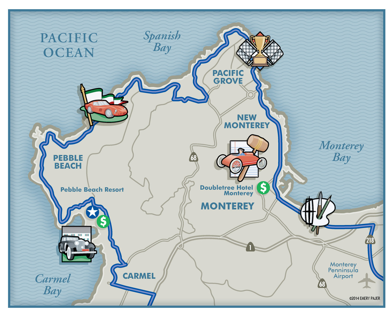 city map illustration of Monterey CA