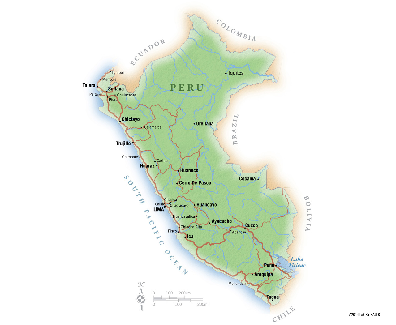 country map illustration of Peru