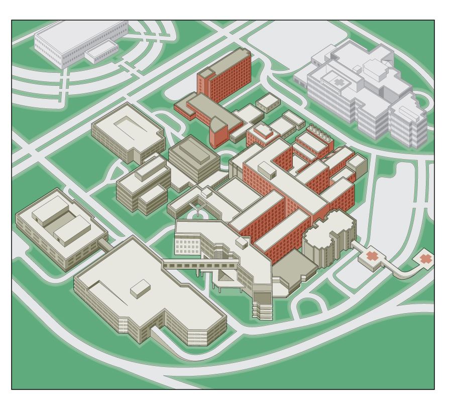 3D College Campus Map Illustration