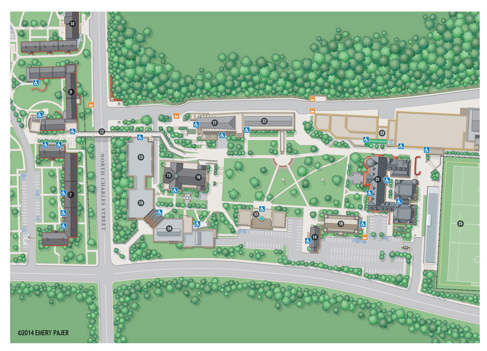 College campus map illustration, Loyola College