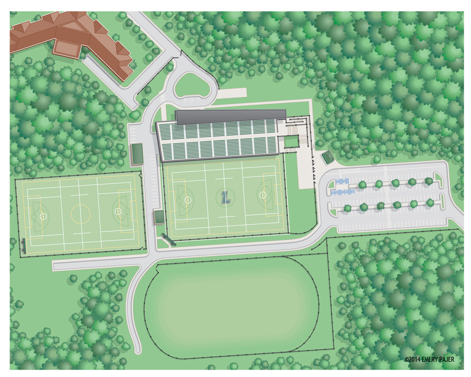 Campus Map Illustration, athletic complex