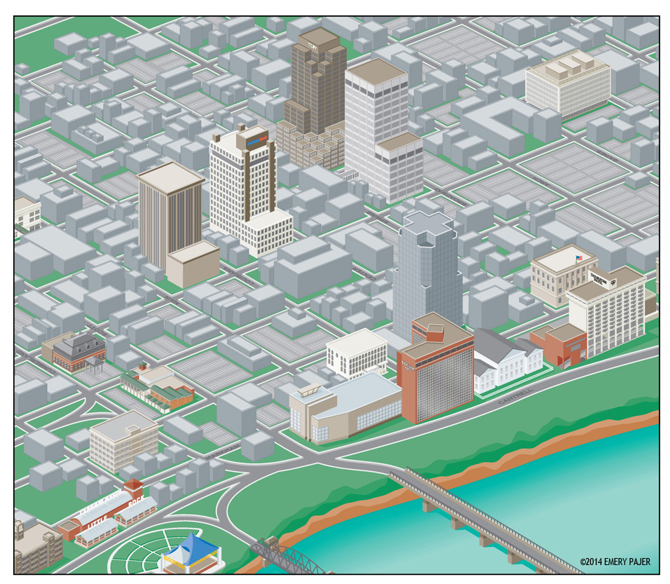 city campus map illustration, Little Rock