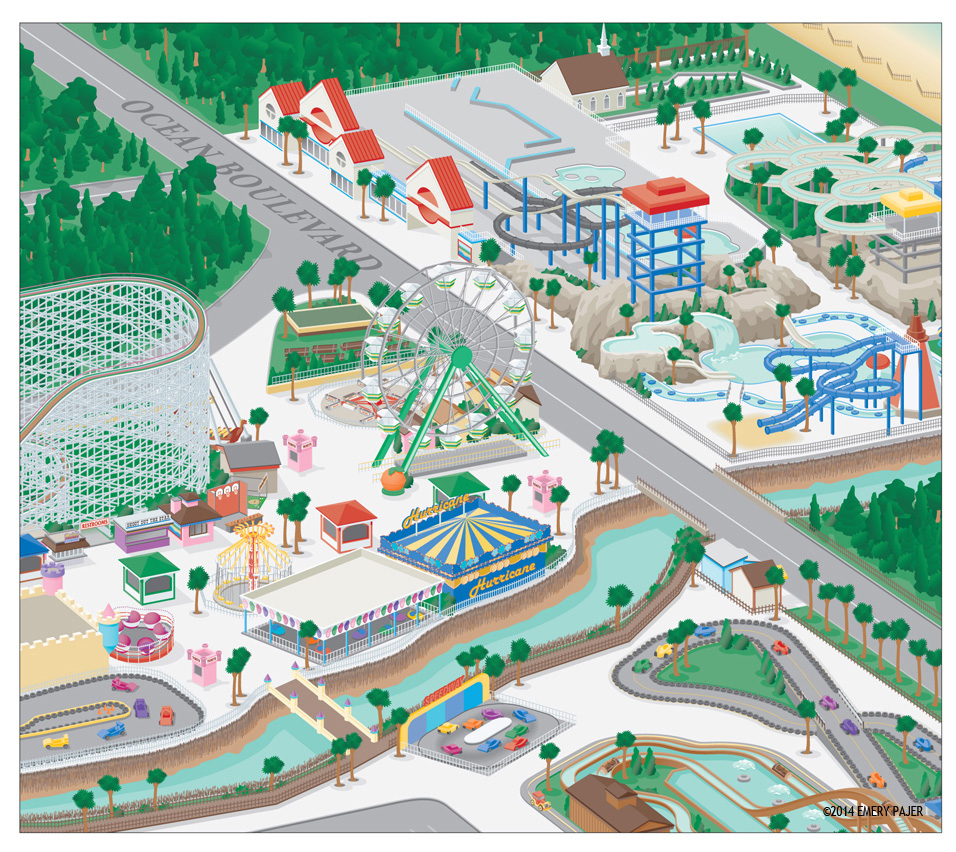 amusement park campus map illustration, Family Kingdom