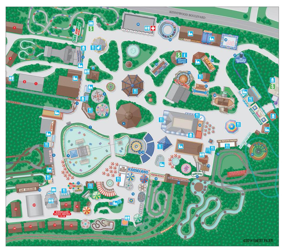 amusement park campus map illustration, kenneywood