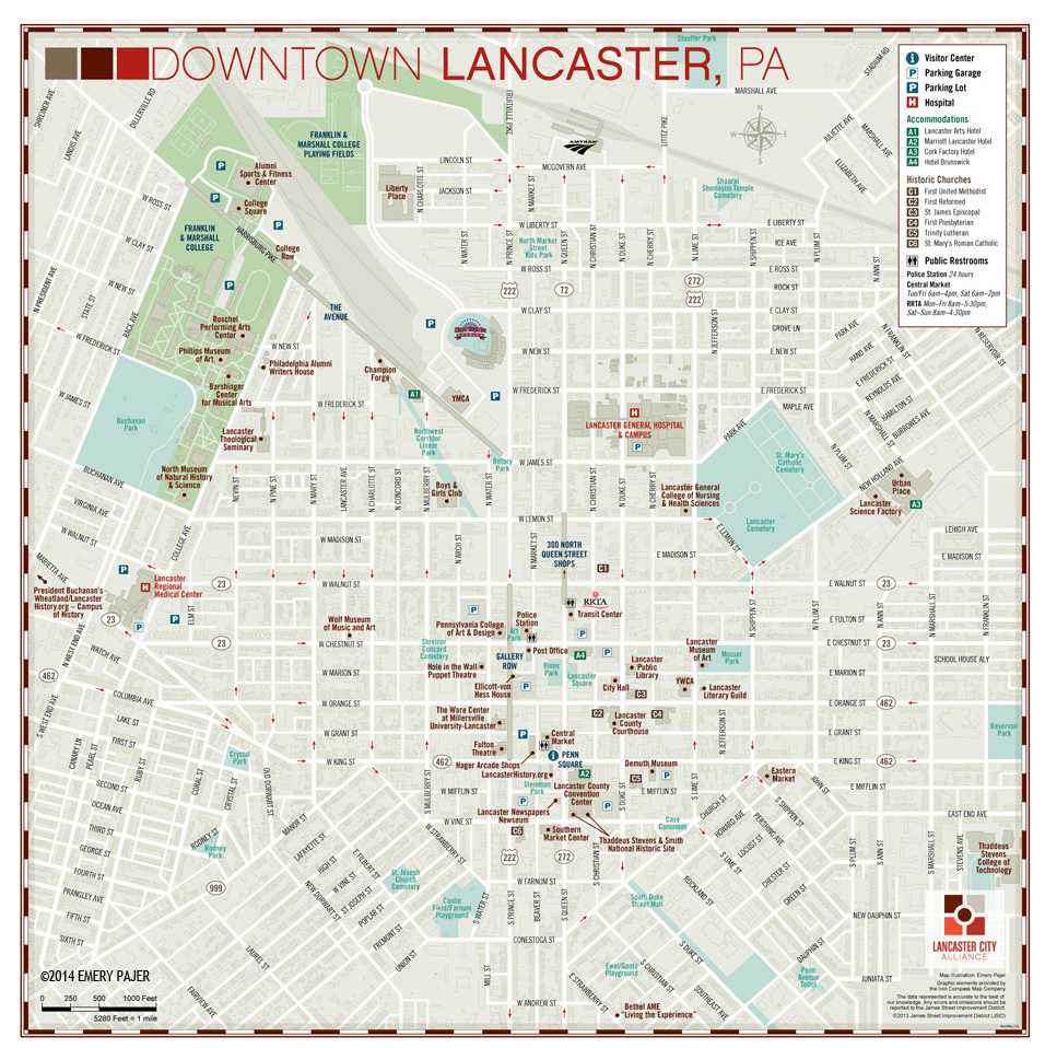 City Map Illustration of Lancaster, Pennsylvania