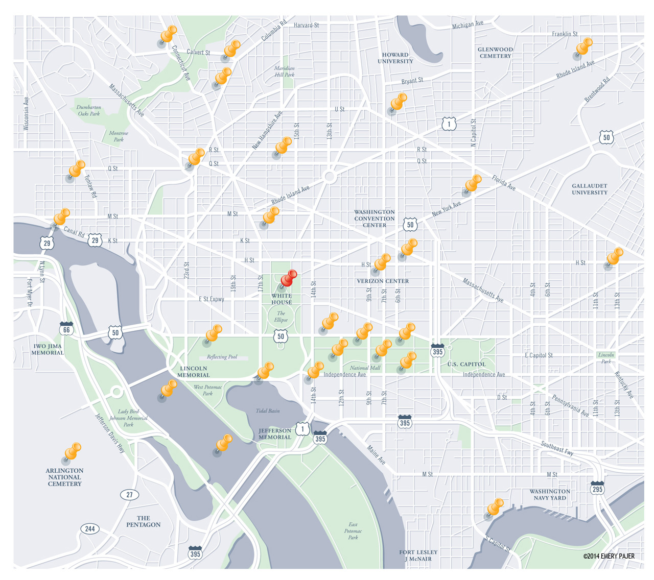 street map of Washington DC
