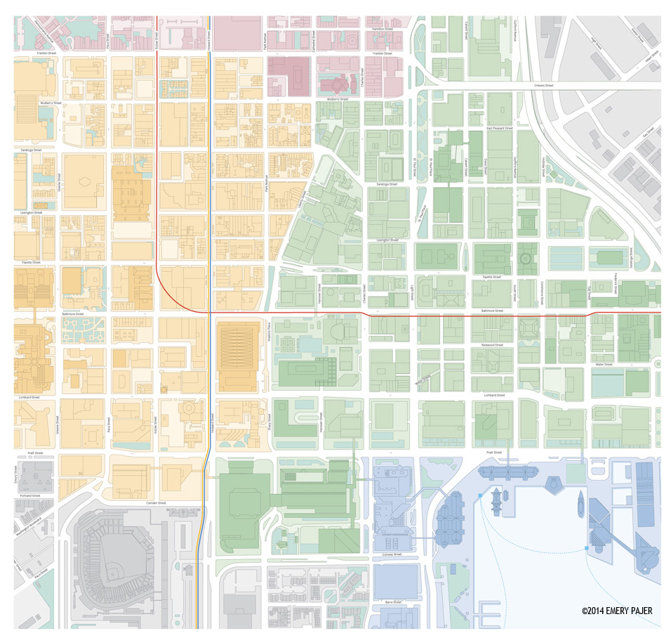 Street Map Illustration of Baltimore, Maryland