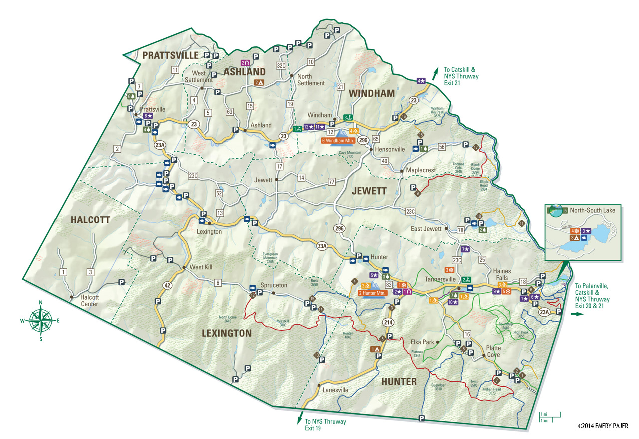 ayfinding County Map of Greene County, New York, with Topographic Detail and Plotting